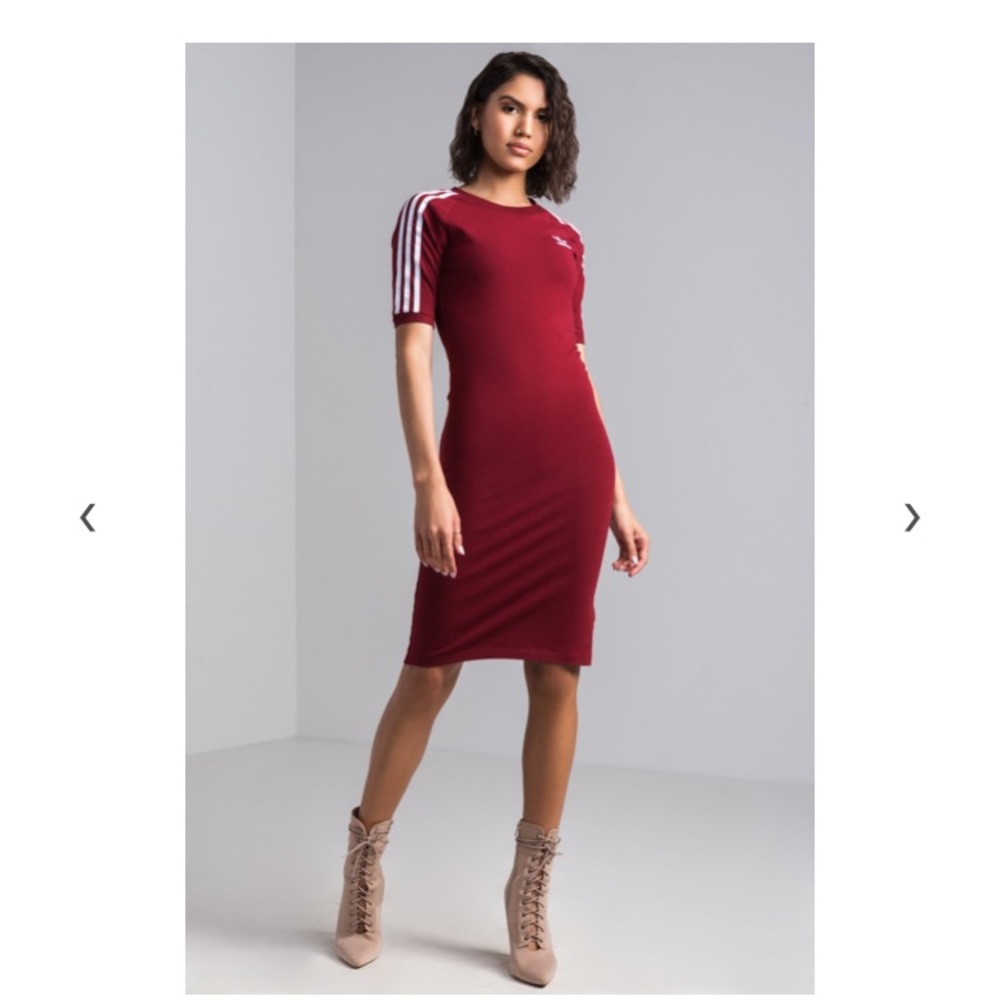 Burgundy adidas stripe dress